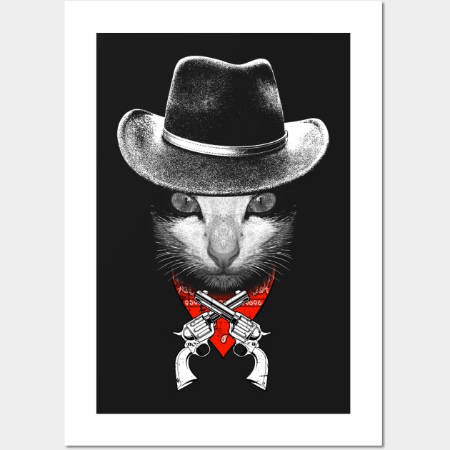 Cowboy Cat Wall Art by Moncheng